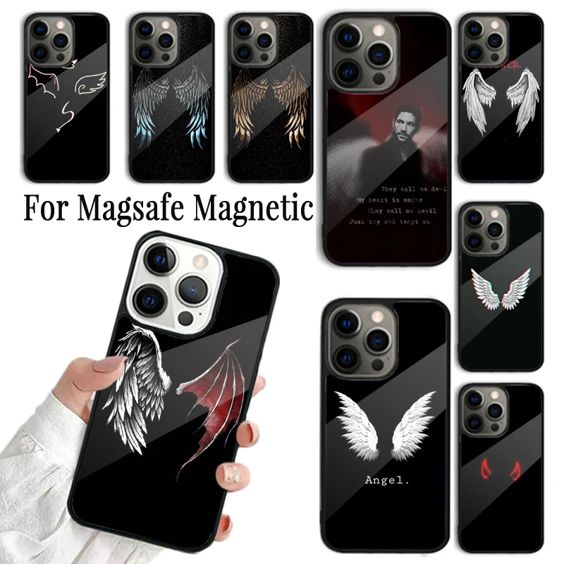 Coque Phone Case For iPhone 16 15 14 13 12 11 Pro Max Plus Magsafe Magnetic Wireless Charging Cover American TV Lucifer Angel