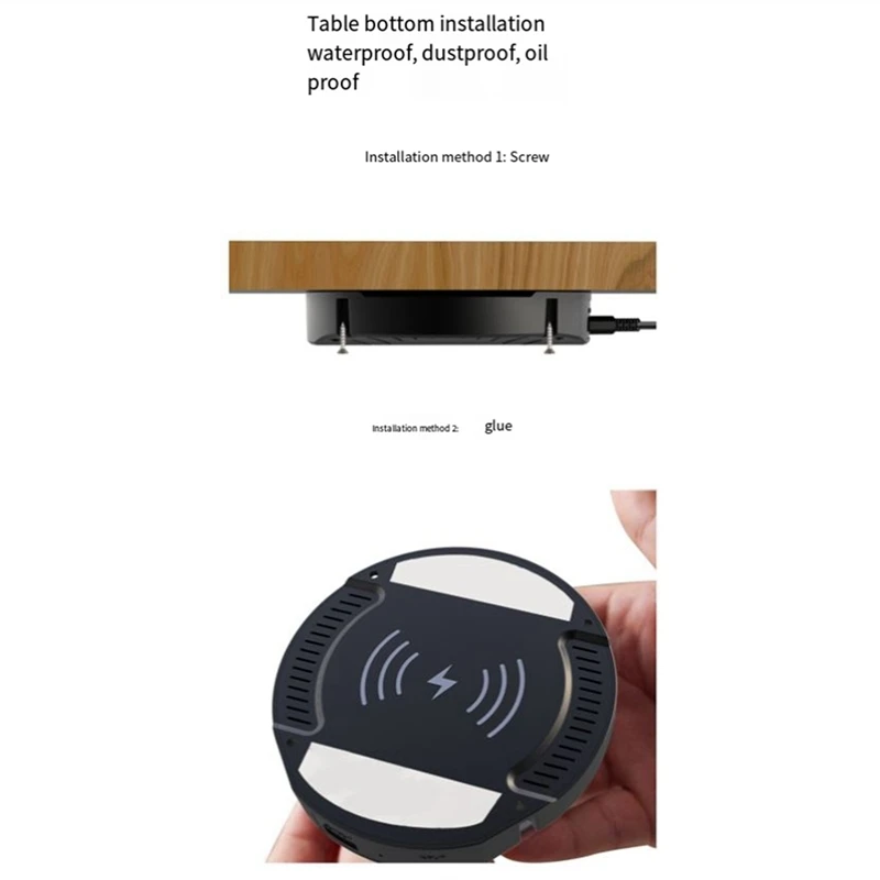 1Set Invisible Wireless Charger Penetrate 30Mm Fast Charging Charger  Easy Installation Quick Charger Black US Plug