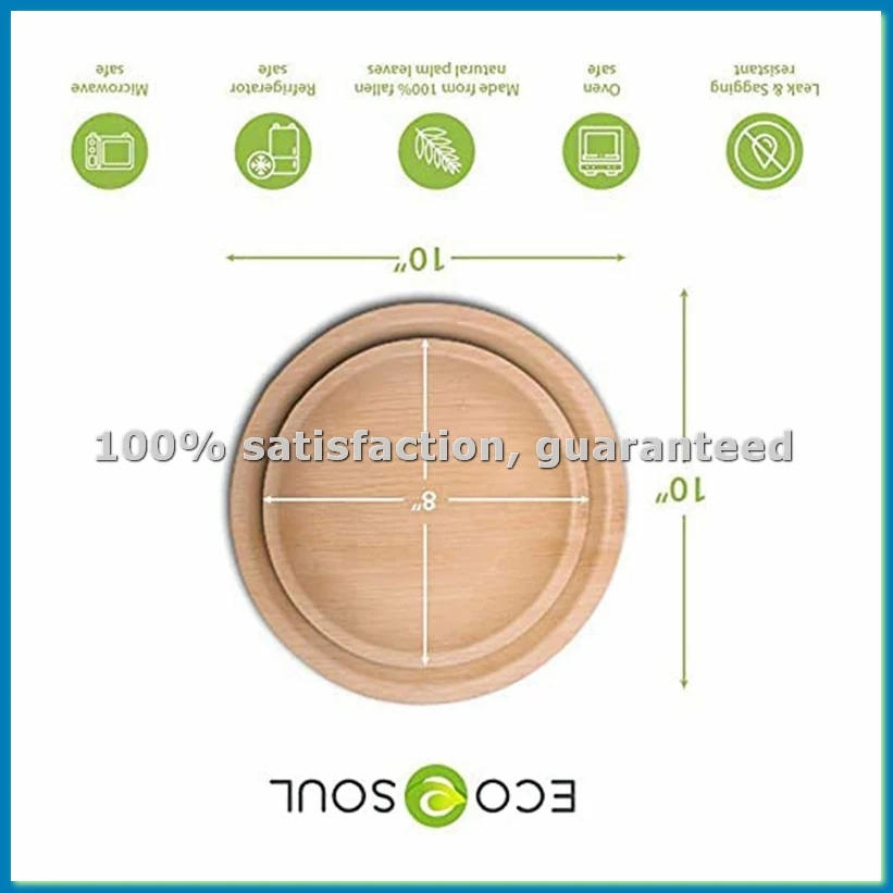 Compostable, Biodegradable, Disposable Palm Leaf Plates Sturdy, Microwave & Oven Safe (20, 8 inch Round Plates)-AT35