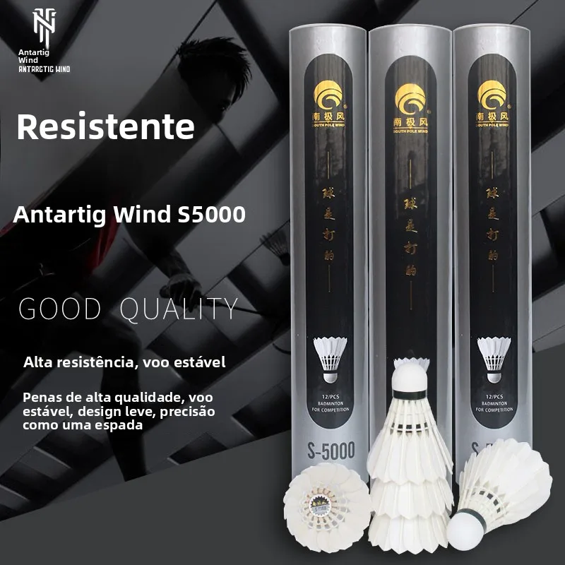 antarctic-wind-s5000-badminton-12-pcs-set-durable-indoor-outdoor-competition-grade-shuttlecocks-resistant-to-breaking