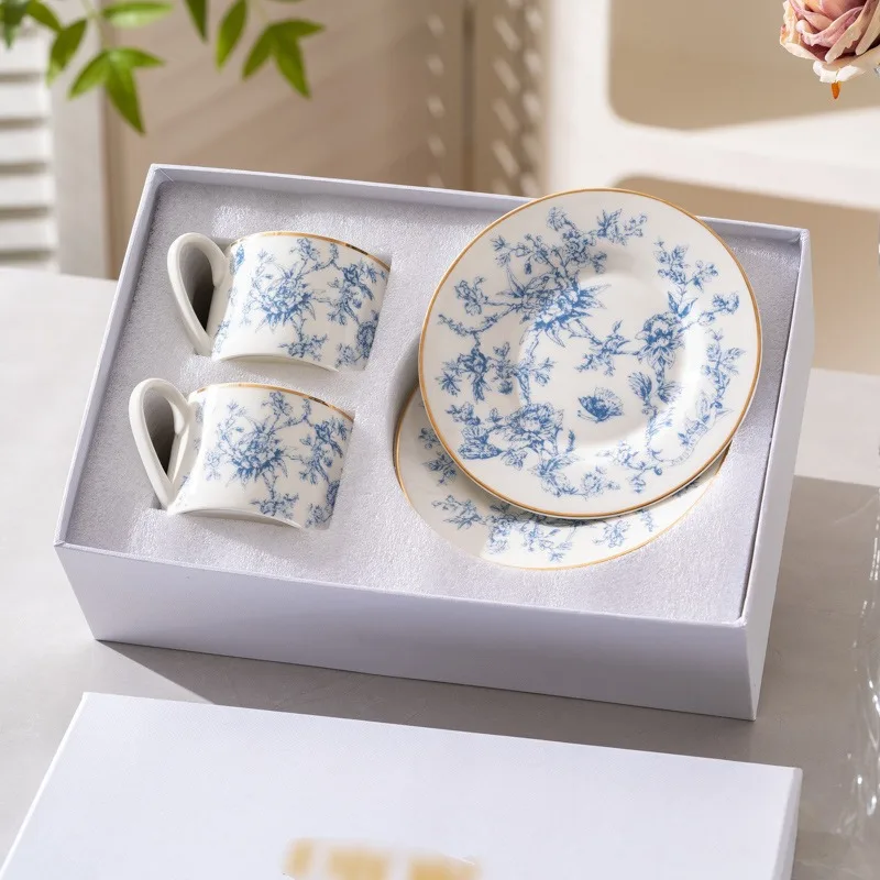 European Bone China Coffee Cup and Plate Christmas Series Unlimited Dream Lucky Star Tableware Coffee Cup and Plate Gift Box Set