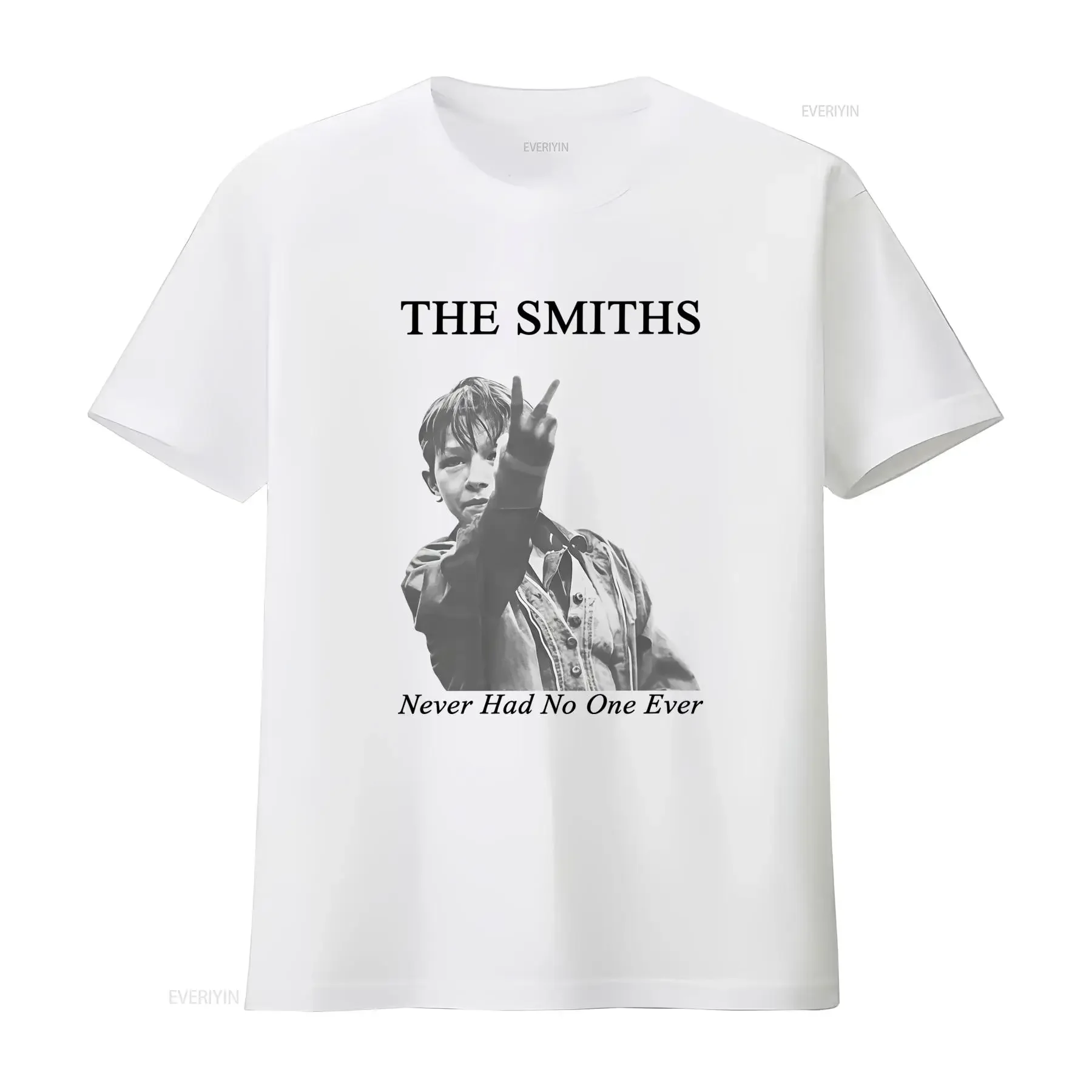 The Smiths Official T Shirt for Men Never Had No One Ever Morrissey Print Black Vintage Casual Round Neck Music Fan Apparel