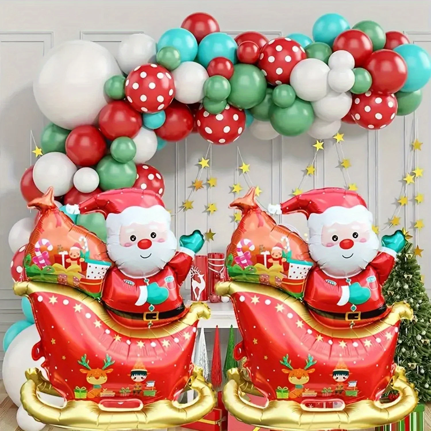 2/3 stücke Santa Claus Schlitten Goldene Rentier Folie Ballon Set Weihnachten Dekoration Neue Jahr Party Ballons Festliche Fotografie Prop