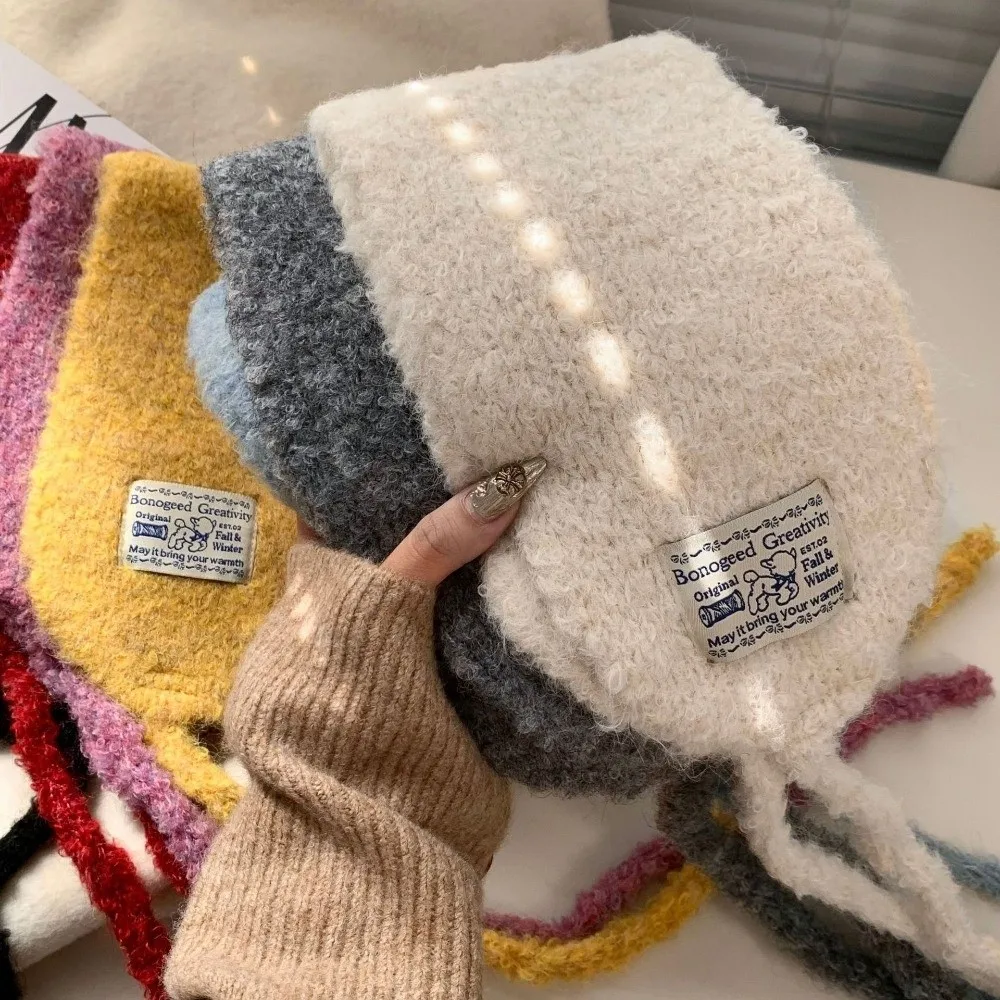 

Корейский стиль, теплый шарф из меха ягненка, полиэфирное волокно, многофункциональная защита ушей, длинные прямоугольные наушники для женщин