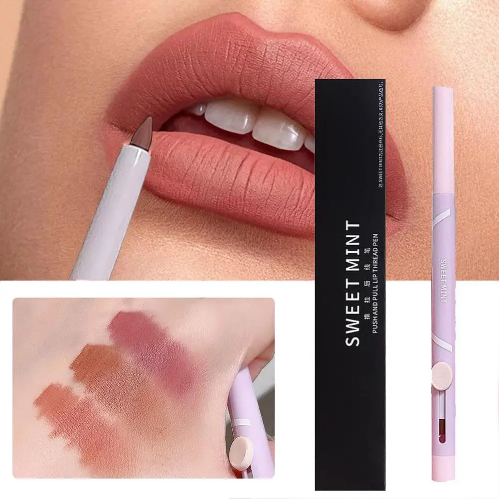 Neue Lip Liner Stift Matte Push Und Pull Lippen Bleistift Langlebig Doppel-ended Liner Braun Lippenstift Form Umriss samt Rot Na O2M2