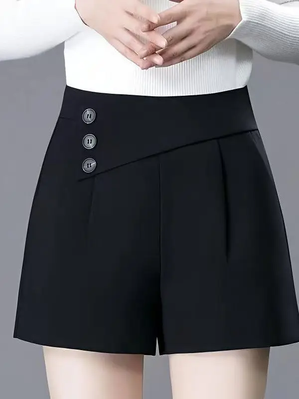 

Брюки-костюмки с высокой талией и А-образным силуэтом в корейском стиле, универсальные, стройнящие, весенне-осенние, больших размеров, модные женские брюки прямого кроя