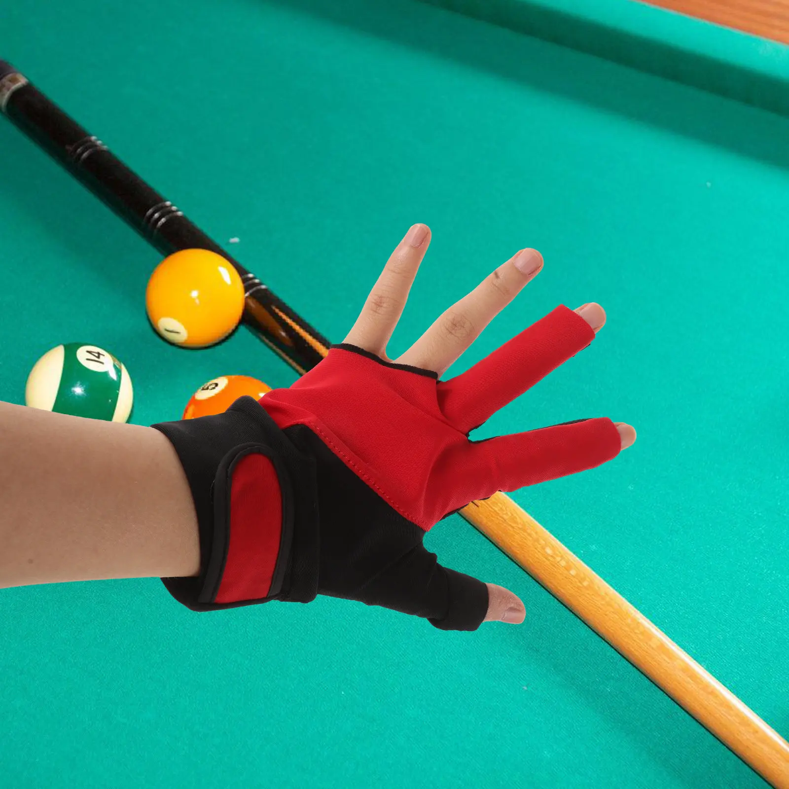 

2pcs Billiard Gloves Stylish Breathable Pool Cue Glove Left Hand Wear-Resistant Protective Three-Finger Cutout Elastic