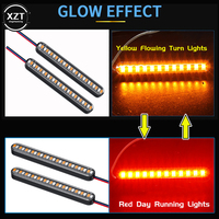 2Pcs New motorcycle turn signal strip universal 24LED license plate light two-color flowing brake tail light
