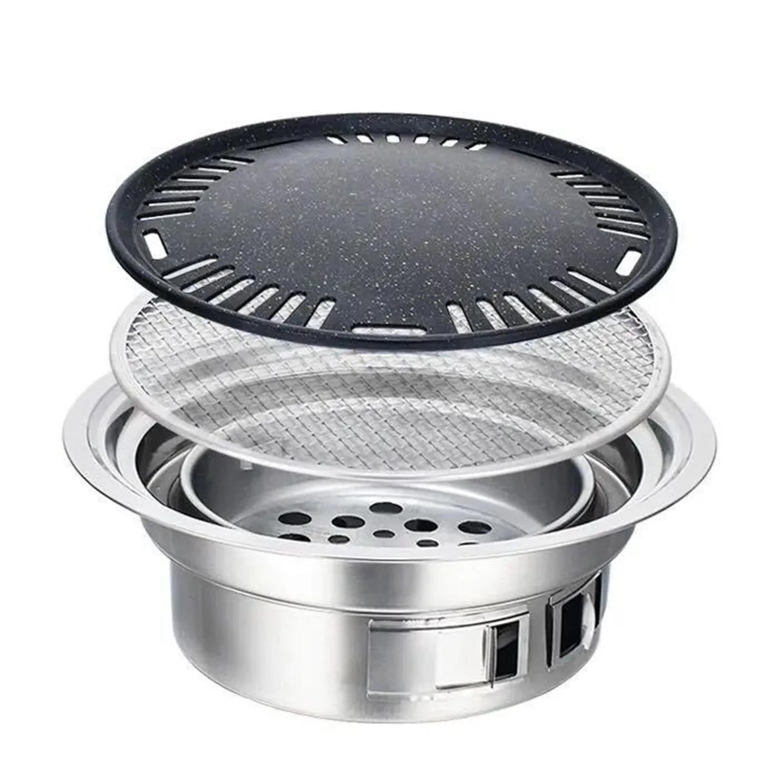 Japanese Korean Stainless Steel Hibachi Bbq Picnic Table Round Grill Outdoor & Indoor Barbecue Stove Cooker Portable