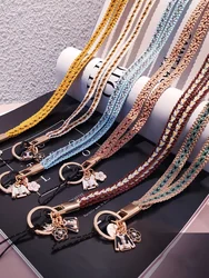 Long Woven Mobile Phone Lanyard Neck Straps Work Card Key Anti-Loss Lanyards Badges ID Phone Case Rope for IPhone Samsung Xiaomi
