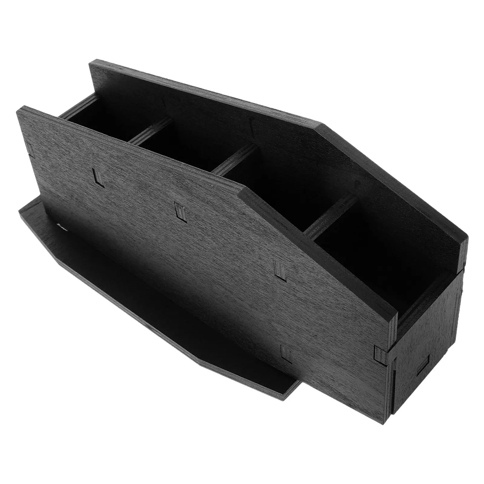 Wooden Gothic Coffin Pen Holder Makeup Brush Organizer Desktop Storage Box Halloween Theme Vanity Desk Accessory Stationery
