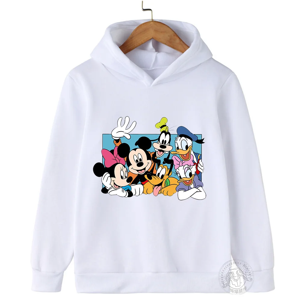 Disney Mickey Harajuku Print Boys Girls Hoodies Autumn Street Fashion Sweatshirts Outdoor Couples Large Size Sports Pullovers