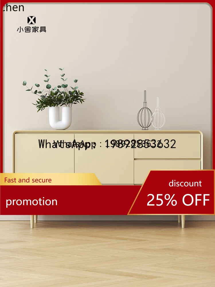Solid Wood Sideboard Cabinet for Home Storage and Organization, Integrated Wall-Mounted Entryway Cabinet
