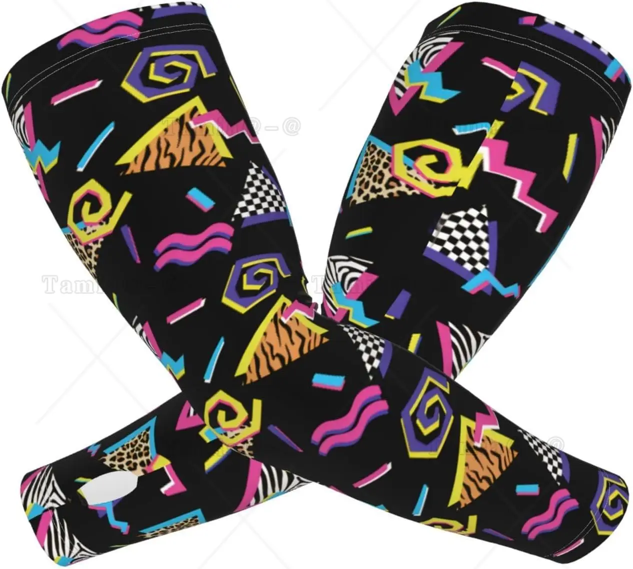 Retro 80s 90s Arm Sleeves for Men Women Fashion Sun Protection Arm Sleeves to Cover for Golf Cycling Fishing Running
