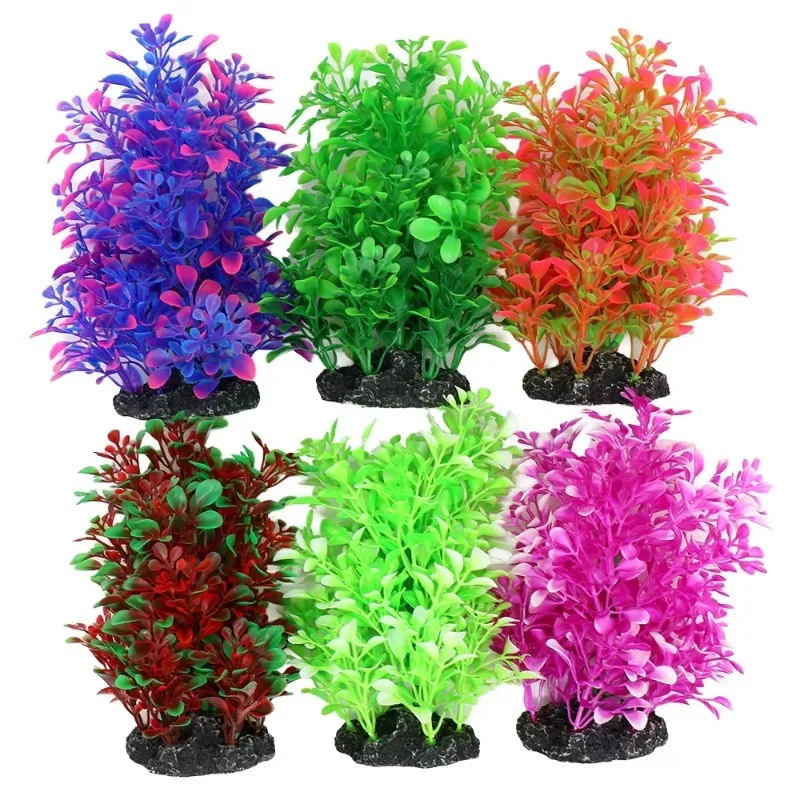 

10pcs Aquarium Plastic Artificial Grass Water Plant Fish Tank Rectangle Eco-Friendly Landscaping Living Room Desktop Relaq