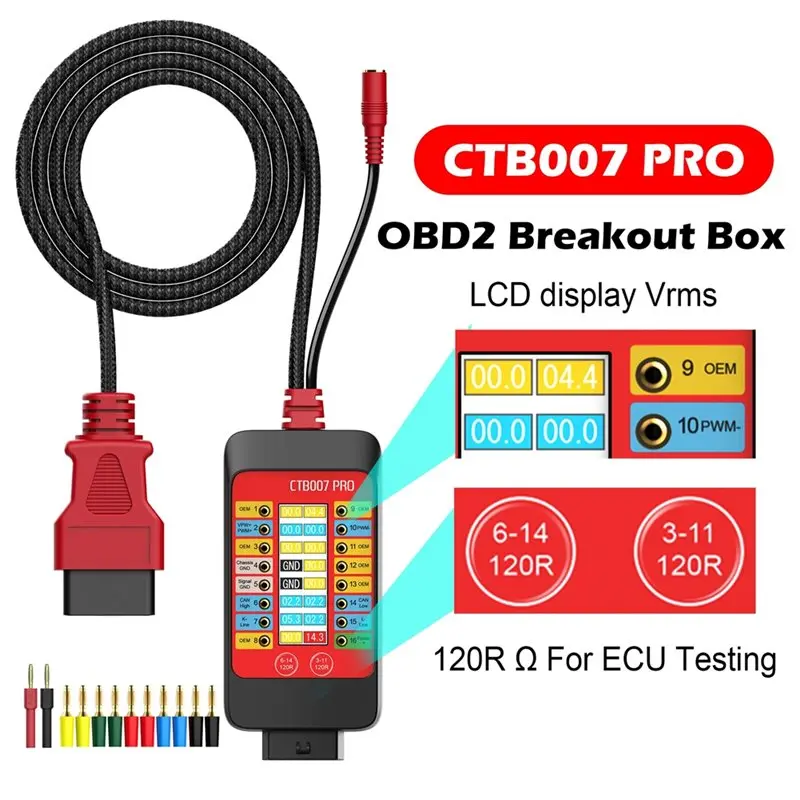 HOT!A72T CTB007 PRO OBD2 Diagnostic Tool Breakout Box With 16PIN LCD Display Vrms ECU Testing Functionality