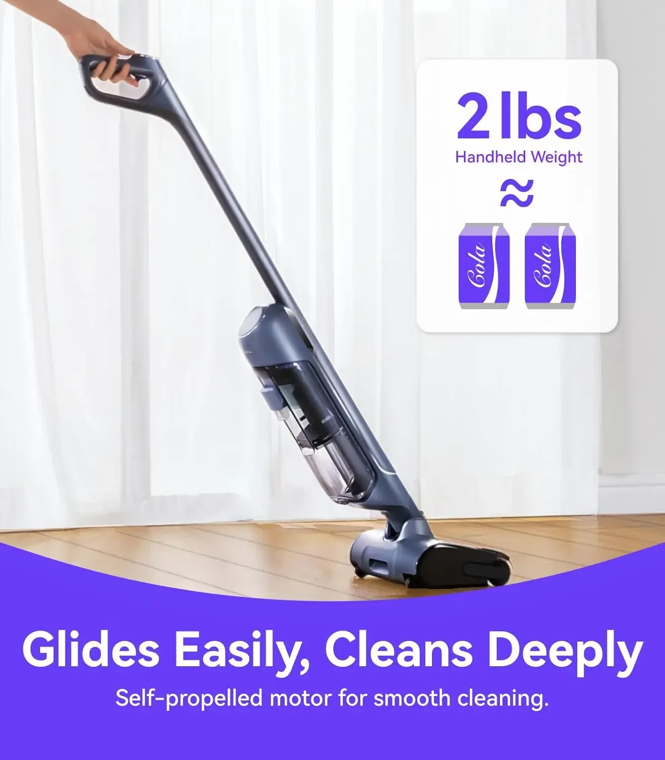 Cordless Vacuum Mop with Self-Cleaning, Wet Dry Vacuum Cleaner for Hard Floors, Ideal for Families with Kids and Pets