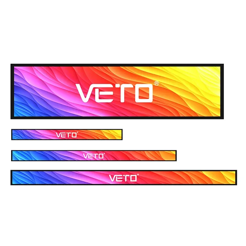 for VETO 23.1 29 35 37 37.8 47.1 inch ultra wide stretch strip LCD indoor shelf advertising display for retail exhibitions