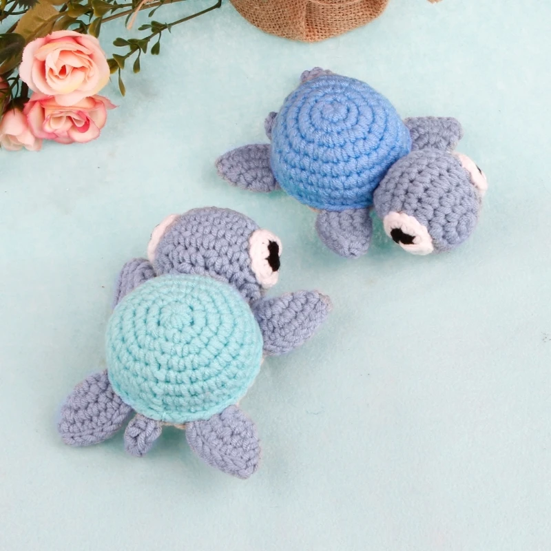 67JC Newborn Photo Props Knit Tortoise Toy Photoshoot Prop Milestones Photo Gear