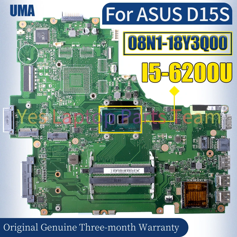 

08N1-18Y3Q00 For ASUS D15S Laptop Mainboard I5-6200U Notebook Motherboard 100％ Tested