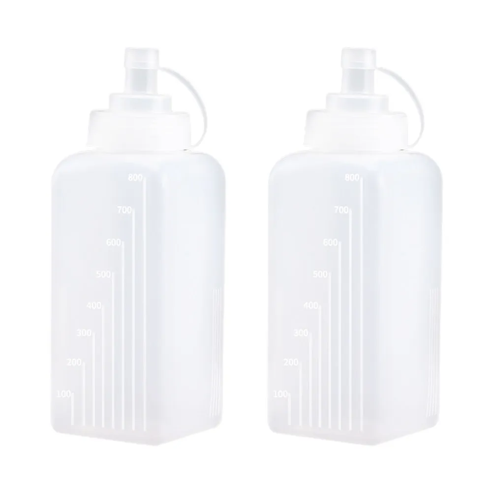 2Pcs Plastic Squeeze Bottles Wide Mouth Leakproof Kitchen Sauce Dispensers for Home Salad Dressing Jam Honey Storage