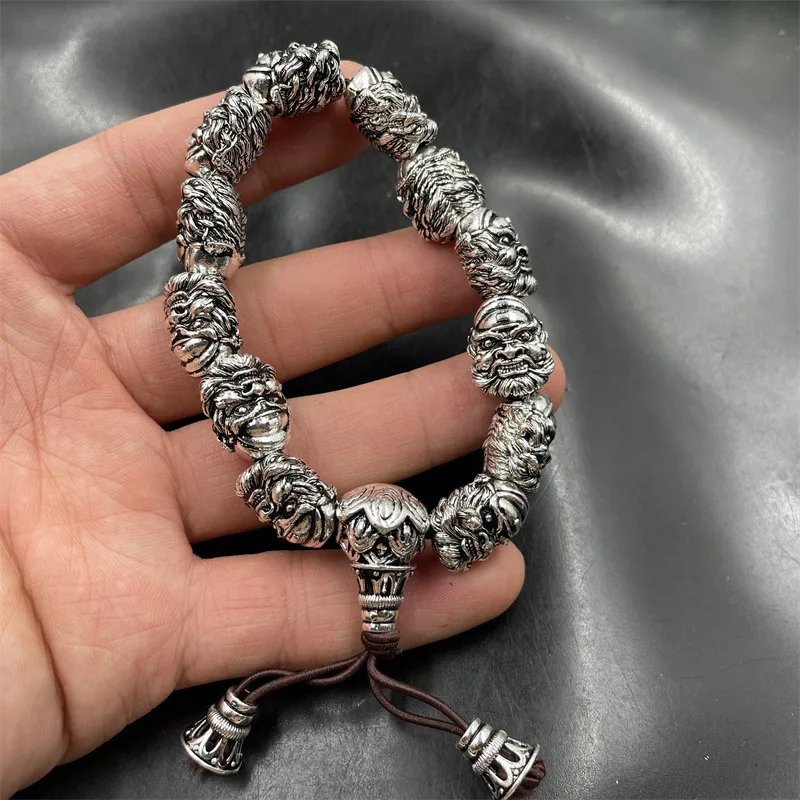 Retro Tibetan Silver Zhong Kui Bracelet