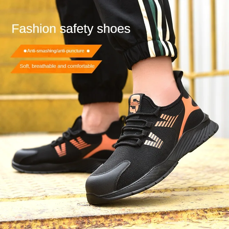 One Piece of Breathable Anti Impact Anti Puncture Steel Toe Protective Shoes for Men