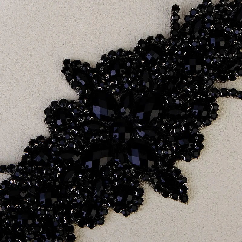 Miallo Vintage 1920s Great Gatsby Black Rhinestone Headband Elegant Black Crystal Flapper Headpiece for Gothic Wedding Prom Part view 3