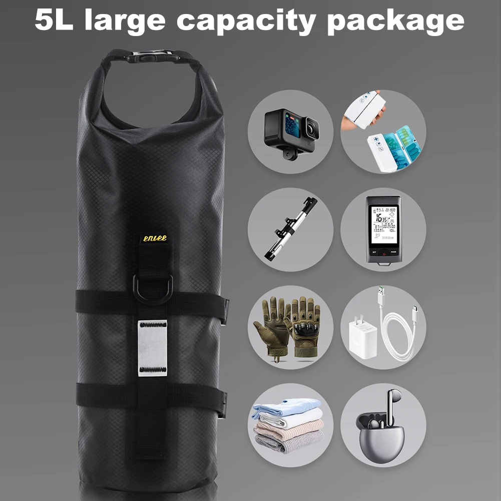 5L دراجة شوكة حقيبة دراجة شوكة حقيبة مقاوم للماء ركوب الدراجات حزمة عاكس حزام سعة كبيرة للدراجات الجبلية الطريق الدراجات