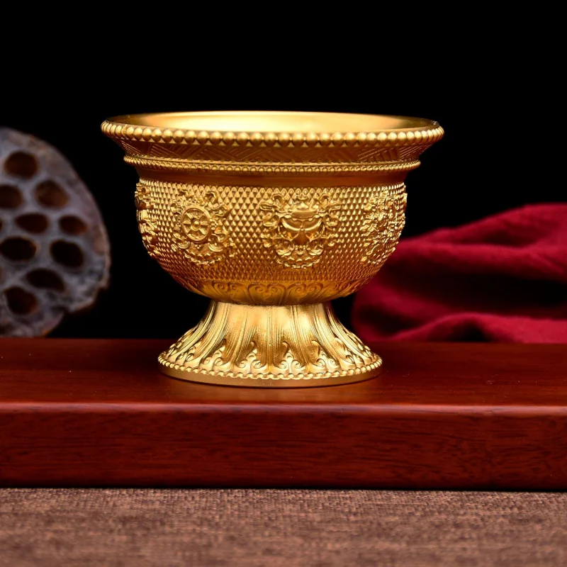 Household Auspicious Symbols Ethnic High-Foot Cup Flat-Bottom Water Offering Bowl Seven Offerings Eight Off