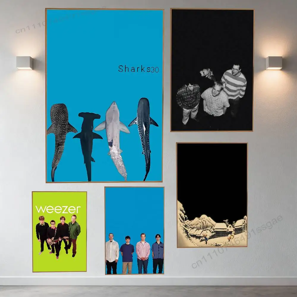

Cool Band W-Weezer Retro Fashion Pictorial Poster Sticky Poster Paper Sticker DIY Room Bar Cafe Wall Decor Gift