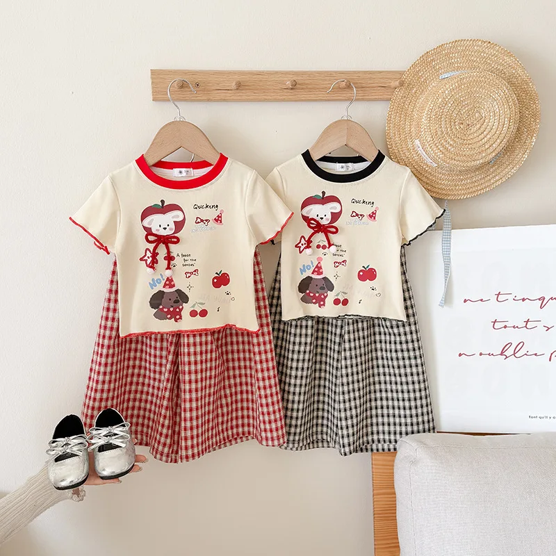 2-10T Toddler Kid Baby Girl Summer Clothes Set Short Sleeve Top Plaid Pant Suit Casual Cute Sweet Two Piece Set Outfit