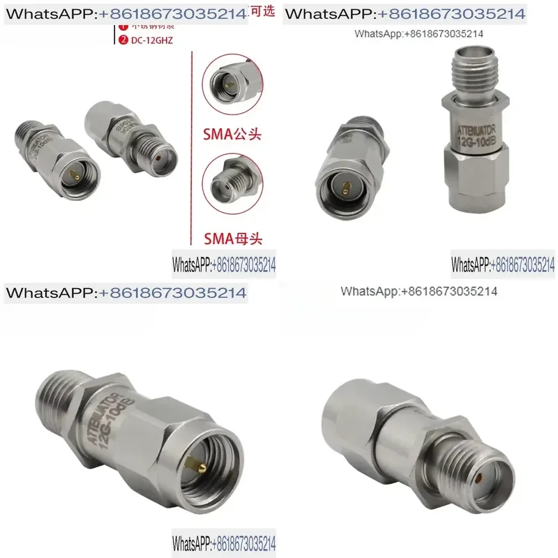 SMA Attenuator 0-12 GHz Stainless Steel RF Attenuator for SMA 3   5    6   10    15    20    30 dB 2W Test