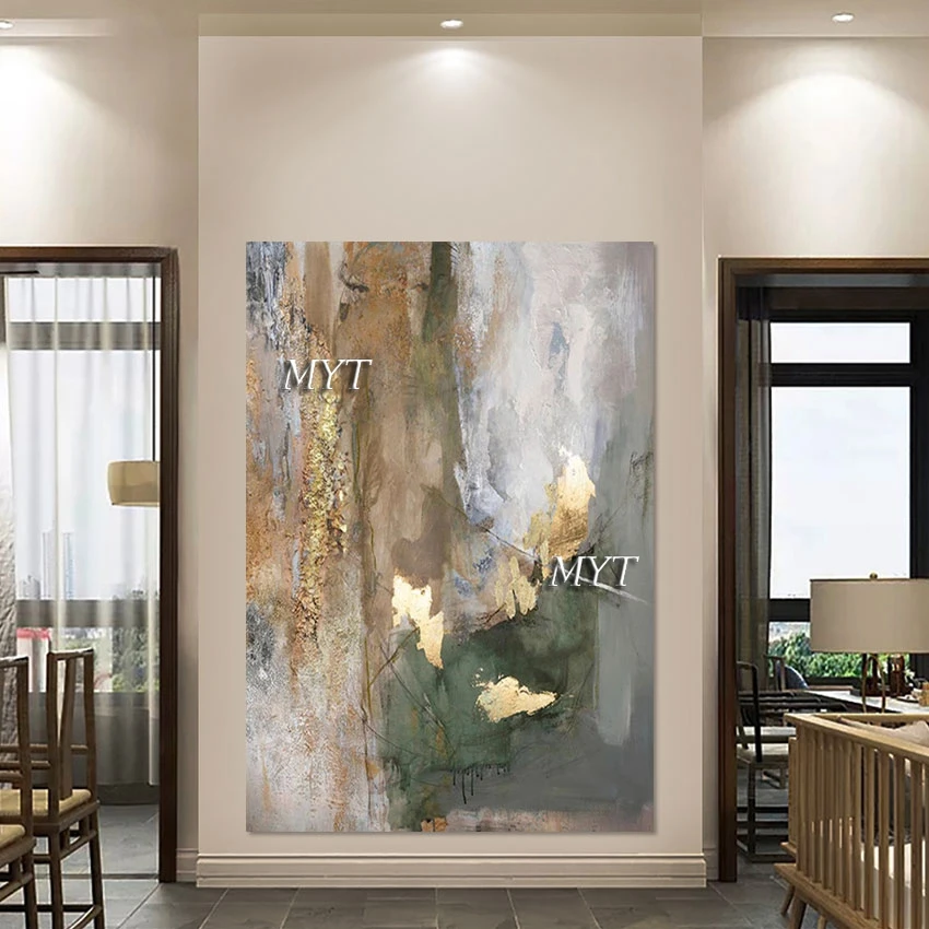 New Design Abstract Gold Foil Oil Painting Unframed 100% Hand-painted Linen Canvas Picture Wall Art For Home Decoration Artwork