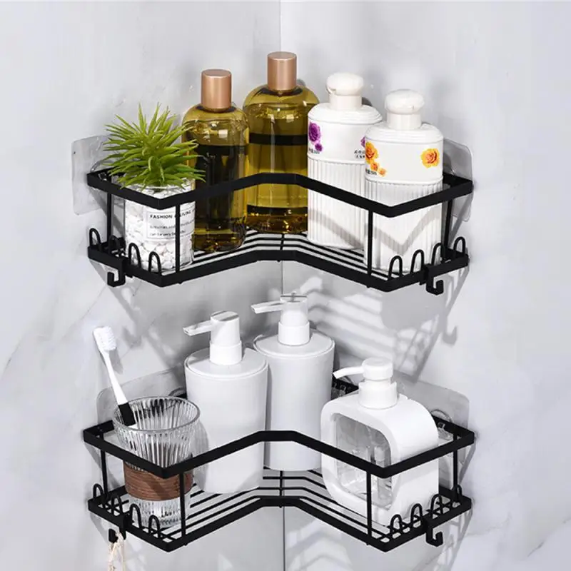 Punch-free Bathroom Triangle Shelf Drain Water Wall Hanging Multifunctional Corner Storage Rack Bathroom Accessories