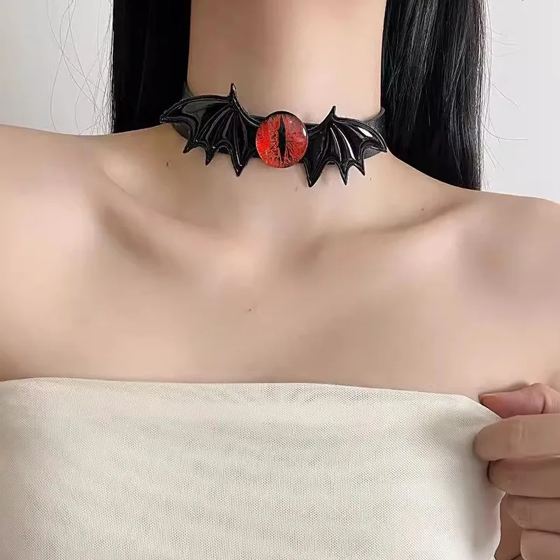 

Halloween Accessories Devil Wings Leather Choker Punk Dark Goth Girl Necklace Collar Women Jewelry