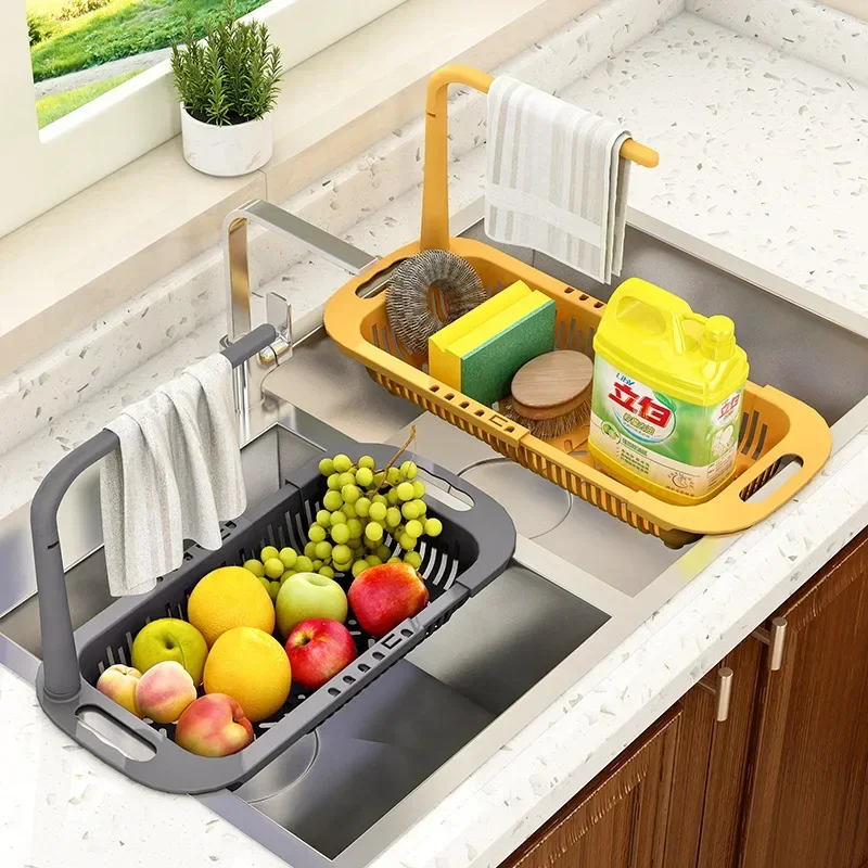 Telescopic Sink Shelf Soap Sponge Drainer Rack Basket Organizer Storage Towel Sponge Soap Holder Shower Kitchen Accessories