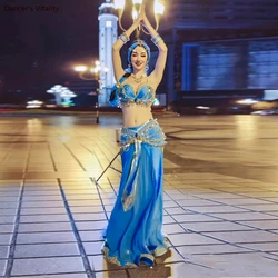 Conjunto de trajes de rendimiento de danza del vientre, ropa de danza del vientre de princesa Jasmine, traje Oriental indio hecho a medida privado del desierto