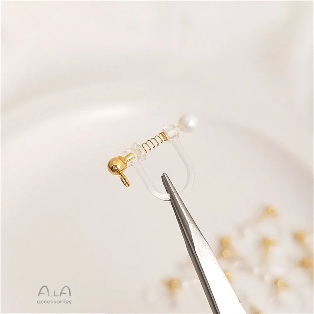 14K Gold Color Japanese Invisible Ear Clip with Hanging Ear Pin Small No Pierced Earrings DIY Earrings Accessories E050