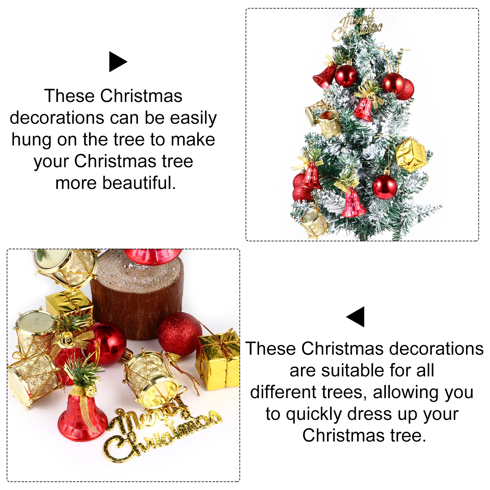 

32 pcs Christmas Tree Decorations Ornament Set Lightweight Waterproof Material Festive Hanging Decor Home Party Supplies