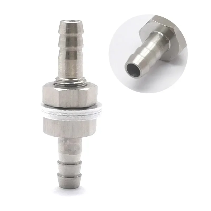 Stainless Steel Thru Bulkhead Fitting 1/4 & 3/8 Hose Barb Straight Union Connector Hexagonal-shaped Tower Joint Partition Pipe