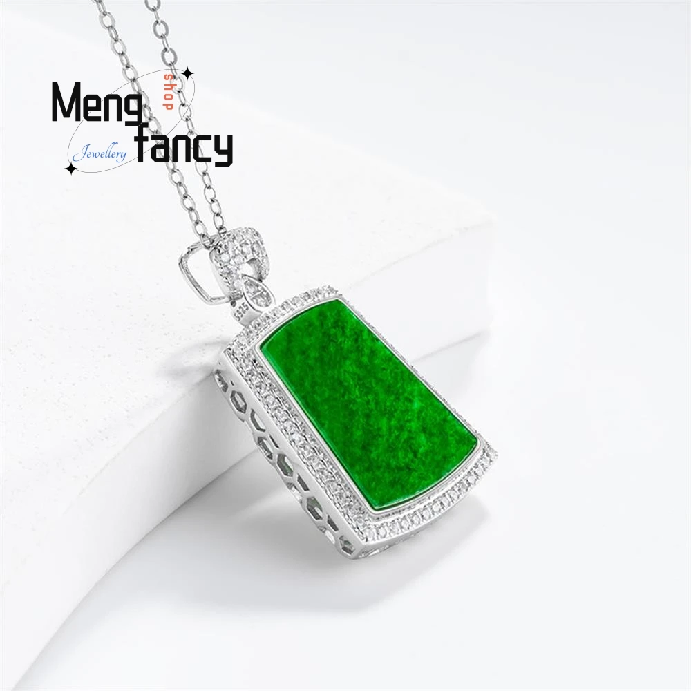 

Natural A Goods Myanmar Yang Green Flower Green Nothing Jade S925 Silver Ice Kind Jade Pendant Jade Pendant Women's Necklace