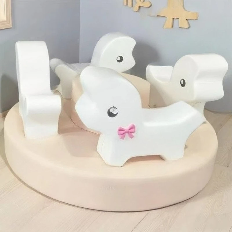 New Pastel Neutral Soft Games Carousel Children's Riding Carousel Shopping Mall Cafe Party Indoor Playground Equipment