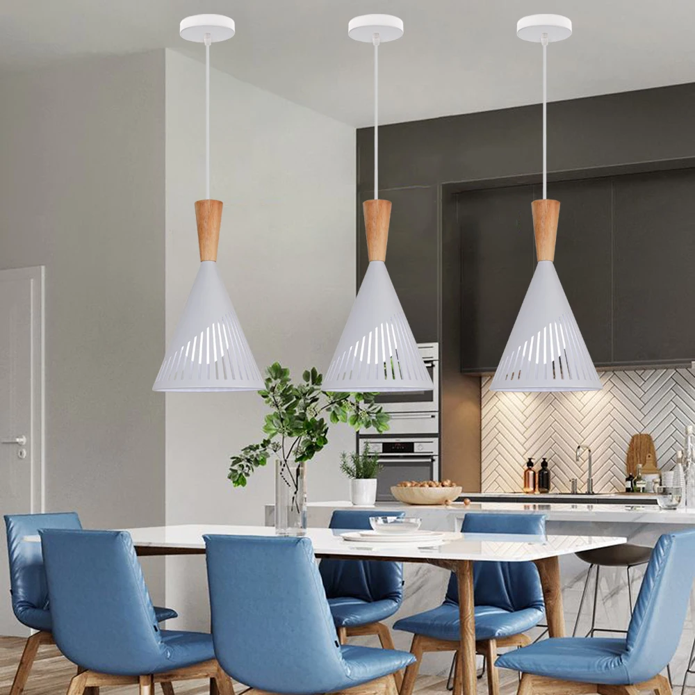Loft Modern Pendant Light Wood Nordic Hanging Lamp Kitchen Lighting Fixture Industrial Chandelier Hanglamp Living Room Luminaire