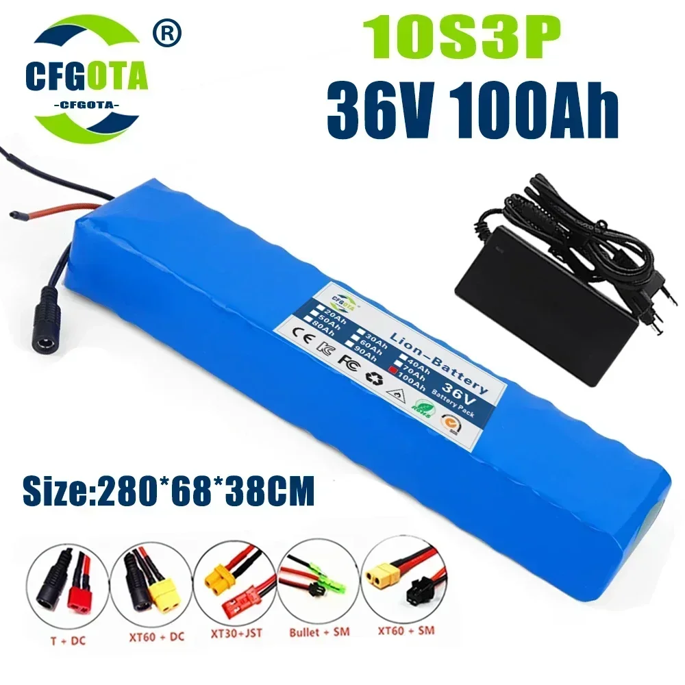 

10S3P 36V 100Ah 18650 Rechargeable Lithium Battery Pack 1000W Power Modified Bicycle electric scooter Vehicle with BMS