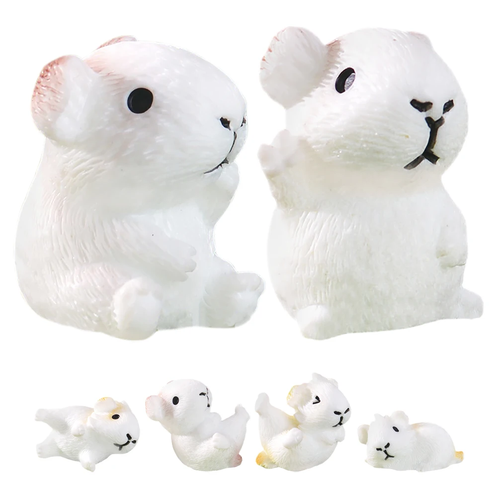 

6 Pcs Guinea Pig Decorations Resin Statue Cute Farm Figurines Micro Landscape Ornaments Gardening Accessories Lightweight
