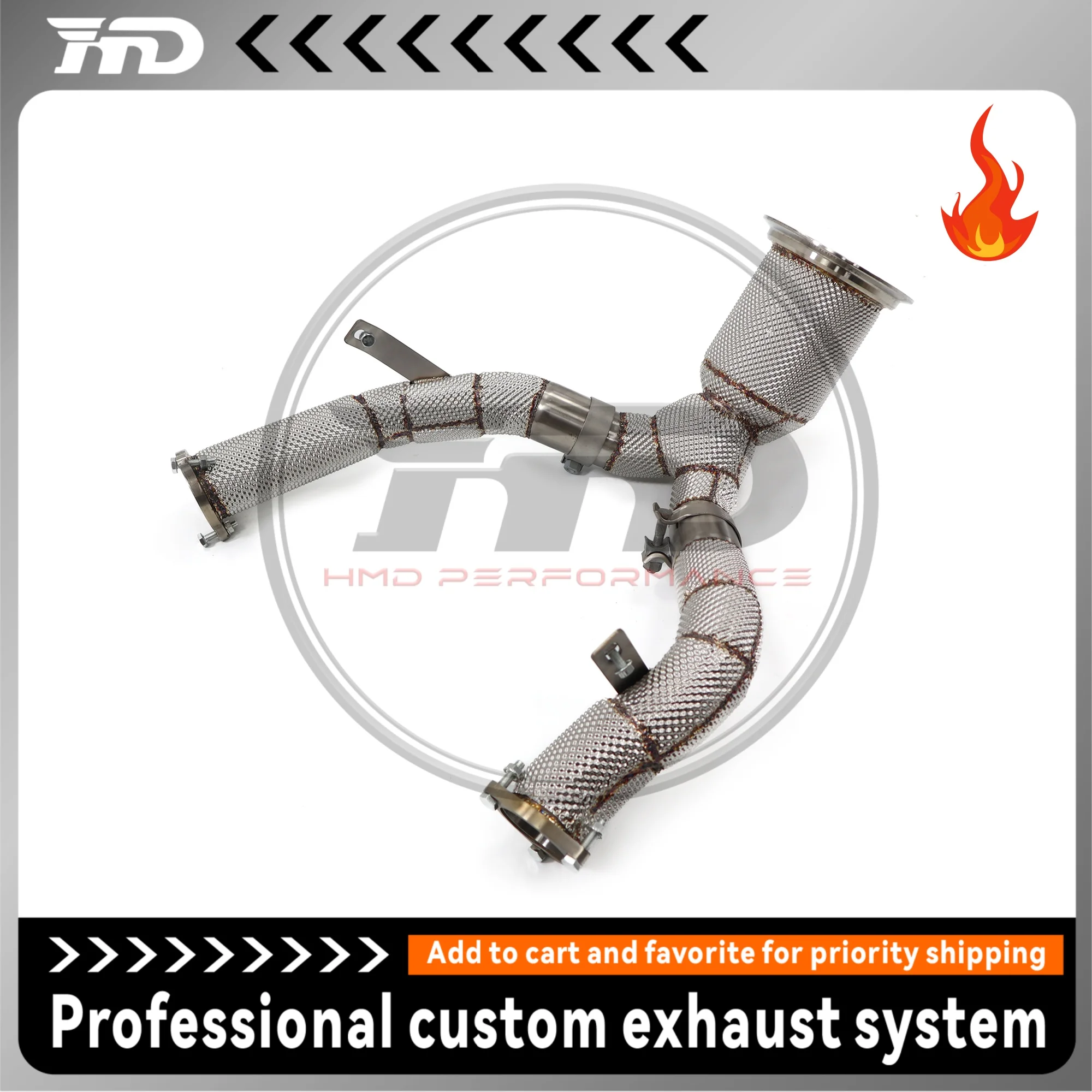 

HMD Exhaust System High Flow Performance Downpipe for Audi A6 A7 C8 3.0T With Catalytic Header