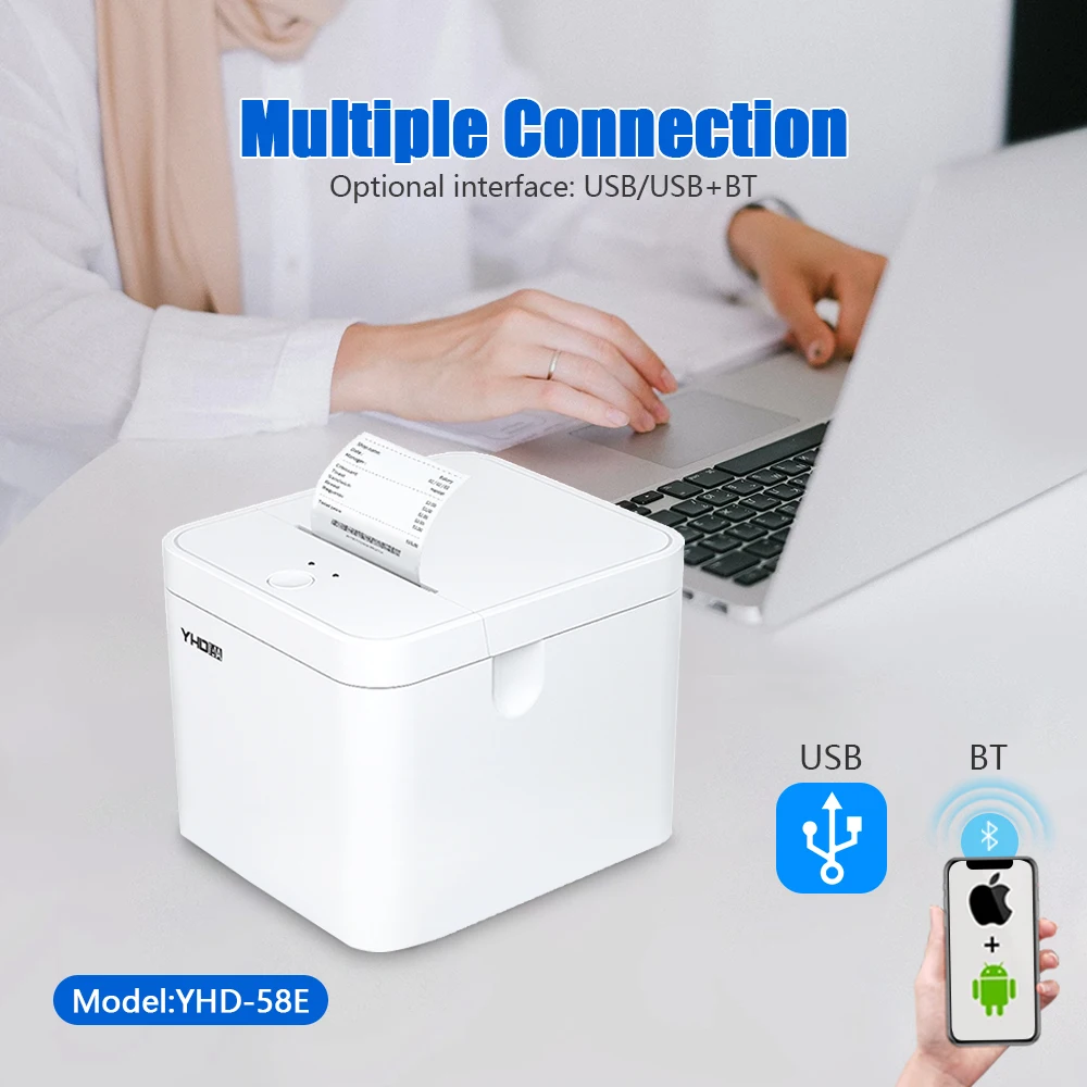 Картина 5: YHD-58E Термопринтер чеков 58 мм, термоинтерфейс чеков USB/USB+BT для Windows/Android/iOS/Linux/Mac