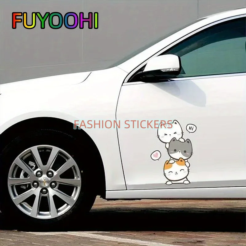 FUYOOHI Vinyl Car Decals Brighten Up Your Car with These Adorable Kitten Folding Car Stickers!