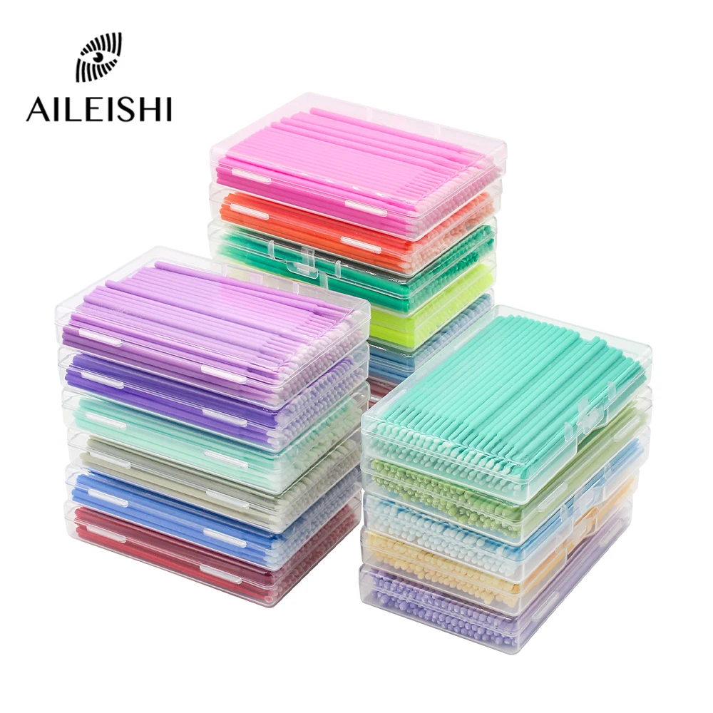 100PCS/Box Eyelash Cleaning Brush Lash Extension Micro Cotton Swab Individual Eyelashes Microbrush Beauty Clean Remover Tools